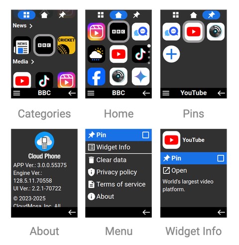 New Cloud Phone homescreen
