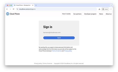 Register for a Cloud Phone developer account
