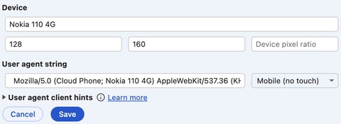 Chrome DevTools > Devices > Edit Device